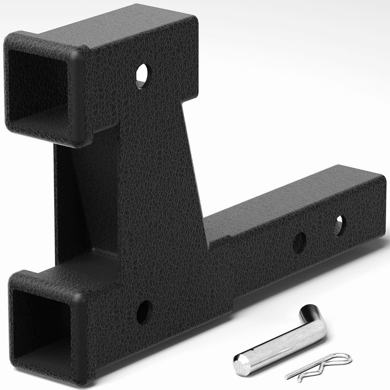 longsen 2 Inch Hitch Extension - Dual Receiver for Trailer & Bike Rack, Adjustable Length 7.3-9.3 Inches, Includes Pin, Clip, 5000lbs - Image 1
